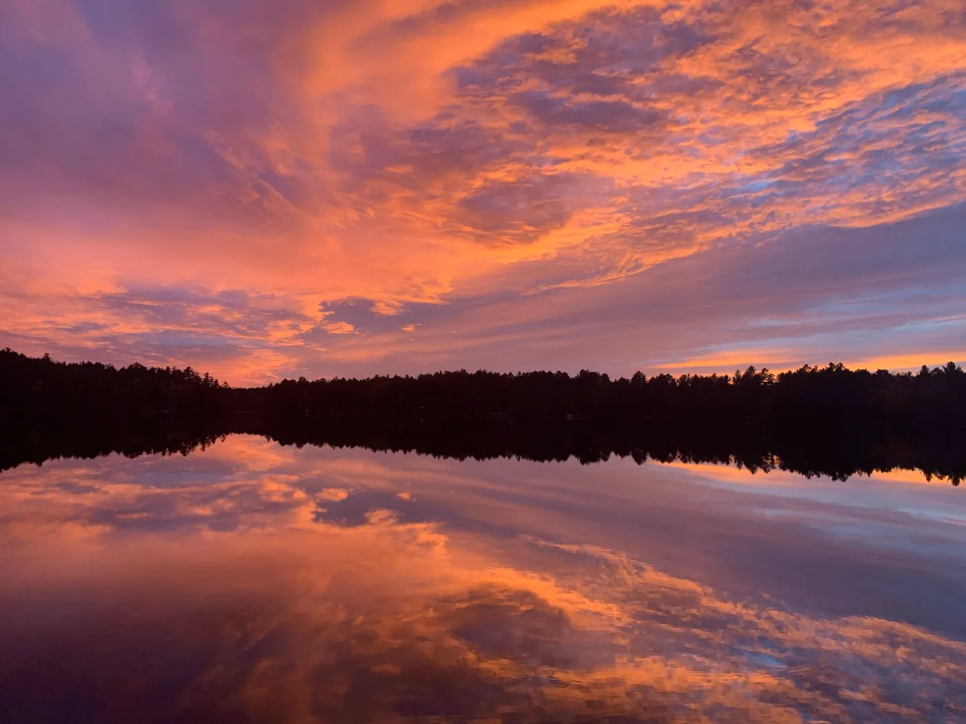 Sunset over lake in Phelps, WI